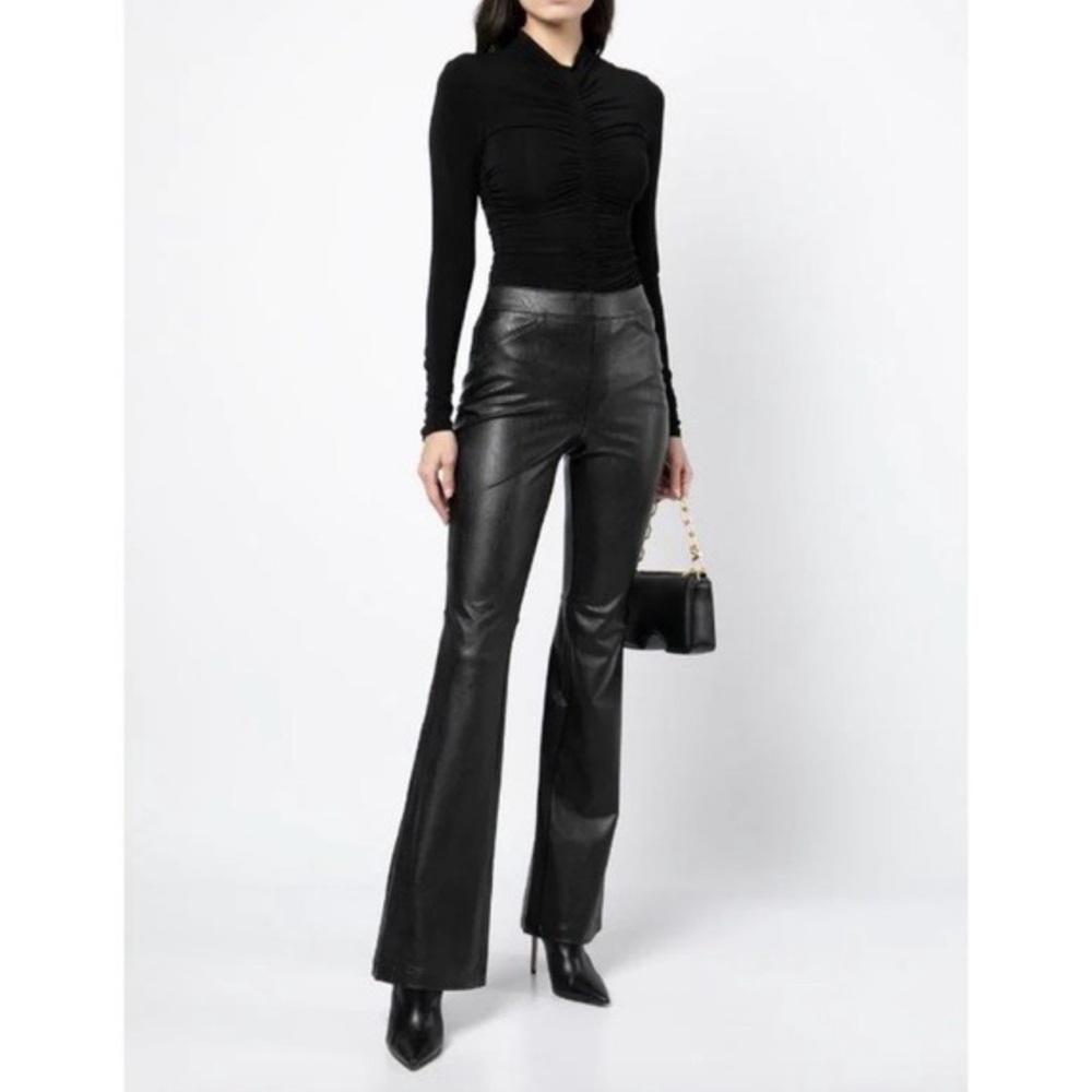 Spanx Leather Like Vegan Black Women Flare Pants Size XS NWT
